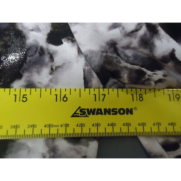 Jennifer Lopez Black Gray Print Shimmer Cold Shoulder Blouse Women Size Small - Picture 8 of 11